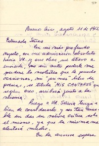 [Carta] 1952 ago. 11, Buenos Aires [a] Gabriela Mistral