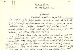 [Carta] 1951, dic. 13, Buenos Aires, Argentina[a] Gabriela Mistral, Rapallo, Italia