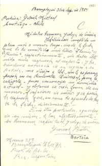 [Carta] 1954 sept. 31, Buenos Aires [a] Gabriela Mistral, Santiago de Chile