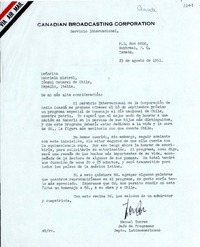 [Carta] 1951 ago. 23, Montreal, Canada [a] Gabriela Mistral, Cónsul General de Chile, Rapallo, Italia