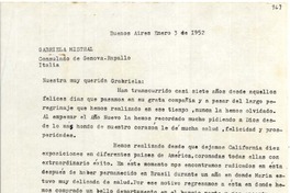 [Carta] 1952, ene. 3, Buenos Aires [a] Gabriela Mistral, Génova, Rapallo, Italia