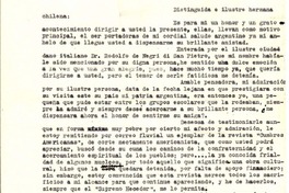 [Carta] 1953, dic. 31, Eva Perón, Argentina [a] Gabriela Mistral, Roma, Italia