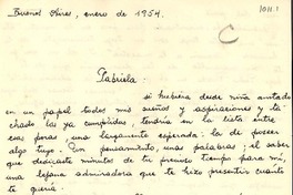 [Carta] 1954, ene., Buenos Aires [a] Gabriela Mistral