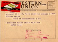 [Telegrama] 1954, ene. 2, Buenos Aires [a] Gabriela Mistral, Nueva York