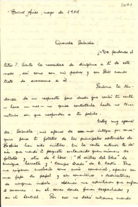 [Carta] 1954, mayo, Buenos Aires [a] Gabriela Mistral