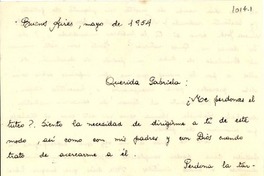 [Carta] 1954, mayo, Buenos Aires [a] Gabriela Mistral