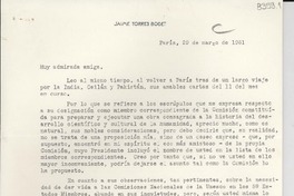 [Carta] 1951 mar. 29, París [a] Gabriela Mistral