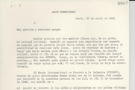 [Carta] 1951 abr. 30, París [a] Gabriela Mistral