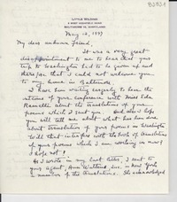 [Carta] 1947 mayo 12, Baltimore, Maryland, [EE.UU.] [a] [Gabriela Mistral]