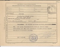 [Telegrama] 1945 dic. 13, Petrópolis [a] Charles Edward Eaton, Vice Consul, Consulado de Estados Unidos