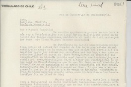 [Carta] 1945 dic. 18-19, Río de Janeiro [a] Gabriela Mistral, París, Francia