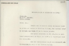 [Carta] 1945 dic. 23, Petrópolis, [Brasil a] Antonio Sagarna, Buenos Aires