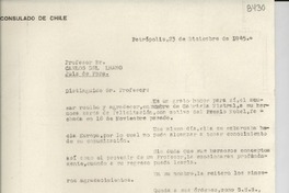 [Carta] 1945 dic. 23, Petrópolis [a] Carlos del Lhano, Juiz de Fora