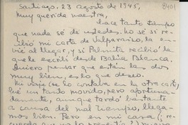 [Carta] 1945 ago. 23, Santiago, [Chile] [a] [Gabriela Mistral]