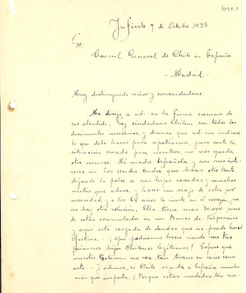 [Carta] 1933 oct. 7, Infiesto, España [a] Gabriela Mistral, Madrid, España