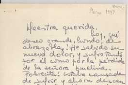 [Carta] [1947 marzo], Viña del Mar, [Chile] [a] [Gabriela Mistral]