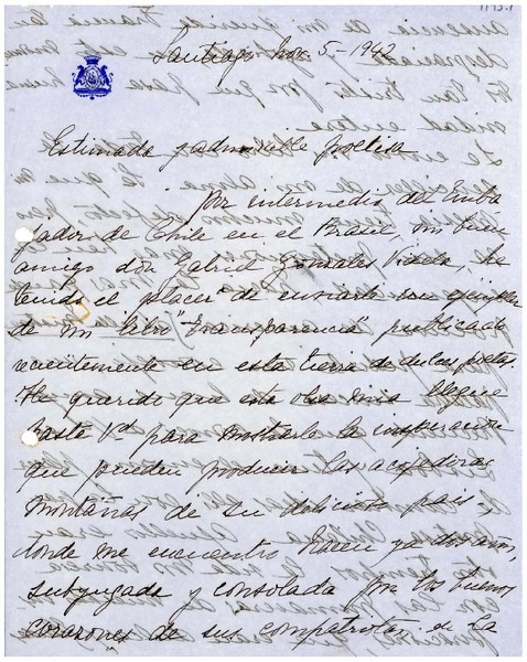 [Carta] 1942 nov. 5, Santiago, [Chile] [a] [Gabriela Mistral], [Brasil]