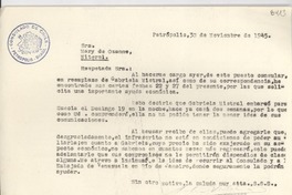 [Carta] 1945 nov. 30, Petrópolis, [Brasil] [a] Mary de Ozanne, Niteroi, [Brasil]
