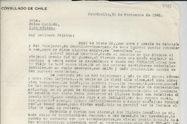 [Carta] 1945 nov. 30, Petrópolis, Brasil [a] Palma Guillén, C[iudad] de México, [México]
