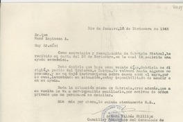 [Carta] 1945 dic. 10, Rio de Janeiro, [Brasil] [a] René Espinoza A.