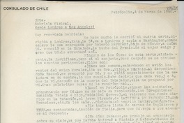 [Carta] 1946 mar. 4, Petrópolis [a] Gabriela Mistral, Londres