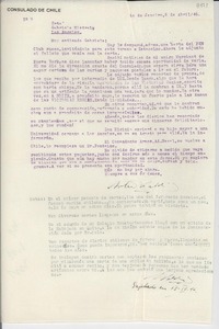 [Carta] 1946 abr. 8, Rio de Janeiro, [Brasil] [a] Gabriela Mistral, Los Angeles, [EE.UU.]