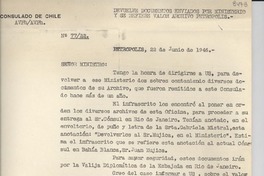 [Carta] 1946 jun. 22, Petrópolis, [Brasil] [al] Ministro de Relaciones Exteriores, Santiago, Chile
