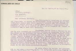 [Carta] 1946 jun. 24, Rio de Janeiro, [Brasil] [a] Gabriela Mistral, Los Angeles, [EE.UU.]