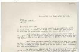 [Carta] 1950 sept. 8, Guatemala [a] Gabriela Mistral, México