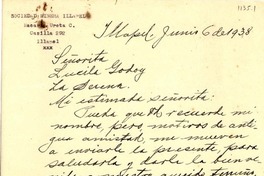 [Carta] 1938 jun. 6, Illapel, Chile [a] Lucila Godoy, La Serena