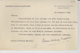 [Carta] 1945 nov. 24, [París, Francia] [a] Gabriela Mistral