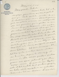 [Carta] 1924 mayo 4, [México] [a] [Gabriela Mistral]