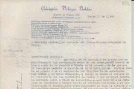[Carta] 1946 mar. 27, [Guayaquil], [Ecuador] [a] Gabriela Mistral