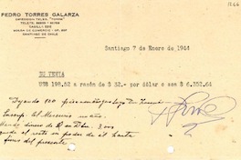 [Recibo] 1944 ene. 7, Santiago, Chile [a] [Gabriela Mistral]