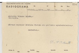 [Telegrama] 1943 ago. 13, Guayaquil [a] Gabriela Mistral