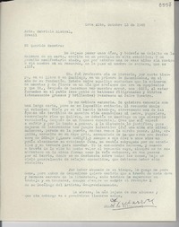 [Carta] 1945 oct. 13, Lota Alto, [Chile] [a] Gabriela Mistral, Brasil