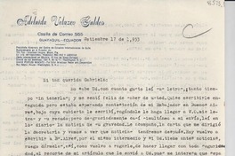 [Carta] 1953 sept. 17, Guayaquil, Ecuador [a] Gabriela [Mistral]