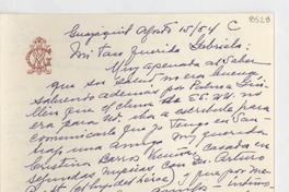 [Carta] 1954 ago. 15, Guayaquil, [Ecuador] [a] Gabriela [Mistral]