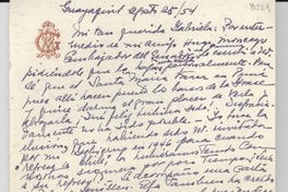 [Carta] 1954 ago. 25, Guayaquil, [Ecuador] [a] Gabriela [Mistral]