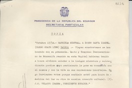 [Carta] 1954 oct. 17, [Ecuador] [a] Gabriela Mistral, a bordo del Santa Isabel