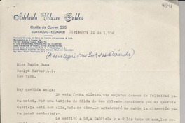 [Carta] 1954 dic. 22, Guayaquil, Ecuador [a] Doris Dana, Roslyn Harbor, L. I., New York, [EE.UU.]