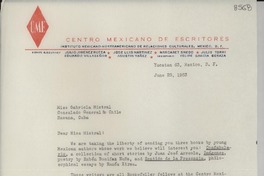 [Carta] 1953 jun. 23, México D. F. [a] Gabriela Mistral, La Habana, Cuba