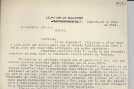 [Carta] 1934 mayo 25, Ginebra [a] Gabriela Mistral, Madrid