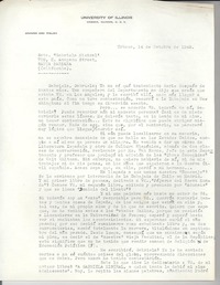[Carta] 1948 oct. 14, Urbana, [Illinois, Estados Unidos] [a] Gabriela Mistral, Santa Bárbara, California
