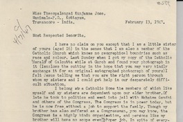 [Carta] 1947 Feb. 13, Travancore, India [a] [Gabriela] Mistral