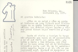 [Carta] 1954 nov. 23, New Orleans, [Estados Unidos] [a] Gabriela Mistral