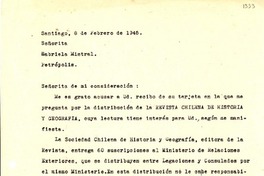 [Carta] 1945 feb. 8, Santiago [a] Gabriela Mistral, Petrópolis