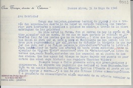 [Carta] 1946 mayo 31, Buenos Aires [a] Gabriela Mistral