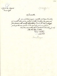 [Carta] [1945 mayo], [Santiago, Chile] [a] Gabriela Mistral