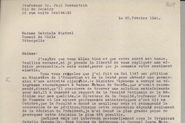 [Carta] 1944 févr. 20, Rio de Janeiro, [Brasil] [a] Gabriela Mistral, Petrópolis, [Brasil]